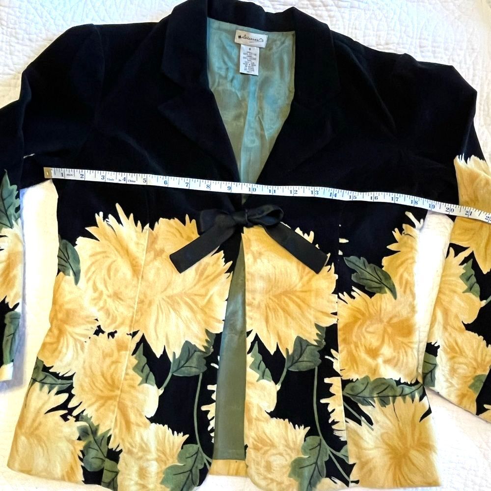 Vtg Anthropologie elevenses Y2K Velvet Floral Tie Front Jacket Sz 6 Spring Twee - Picture 6 of 9